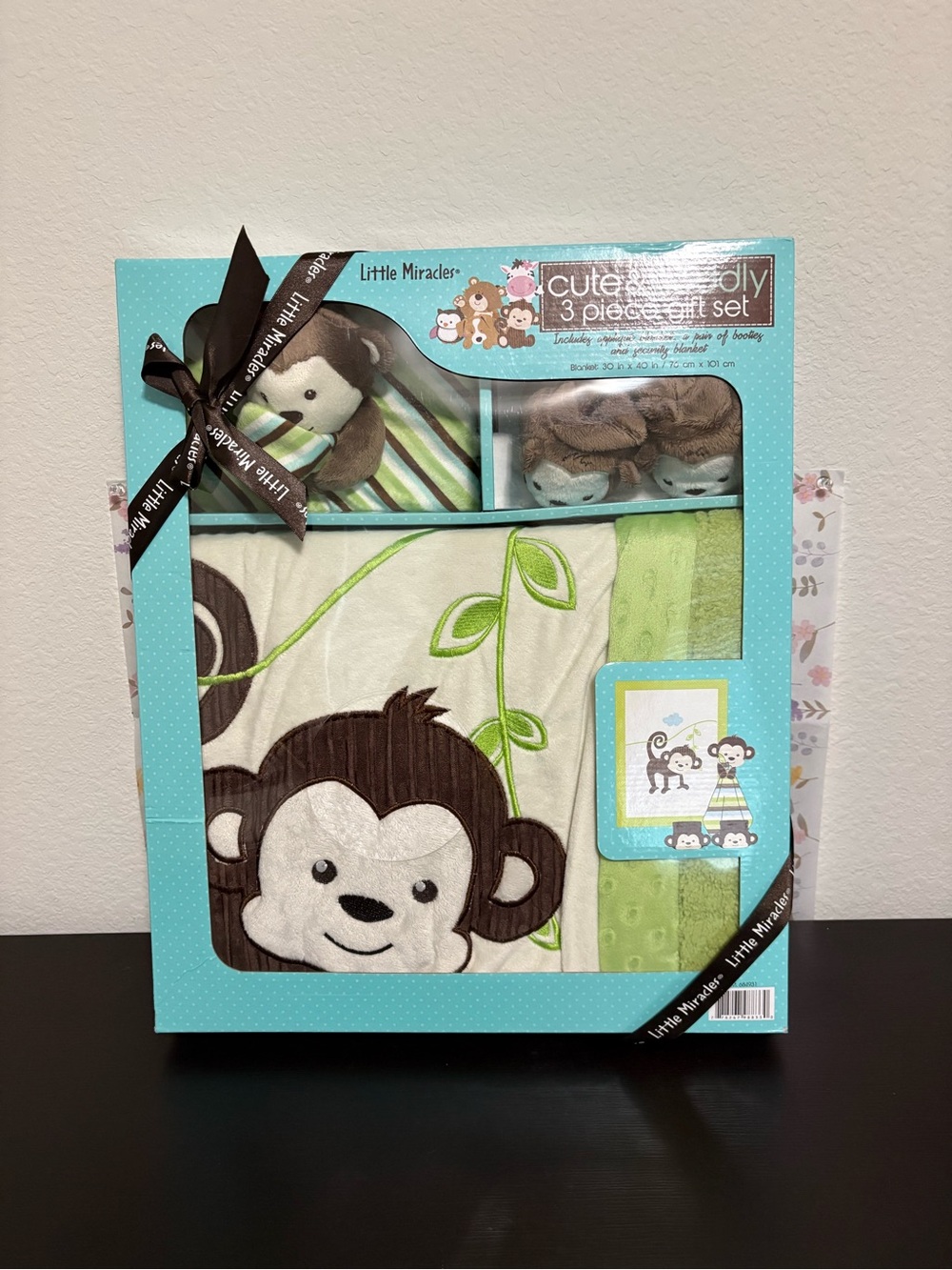 Little Miracles Cute & Cuddly 3 piece gift set adorable Monkey. HTF. Rare. NIB
